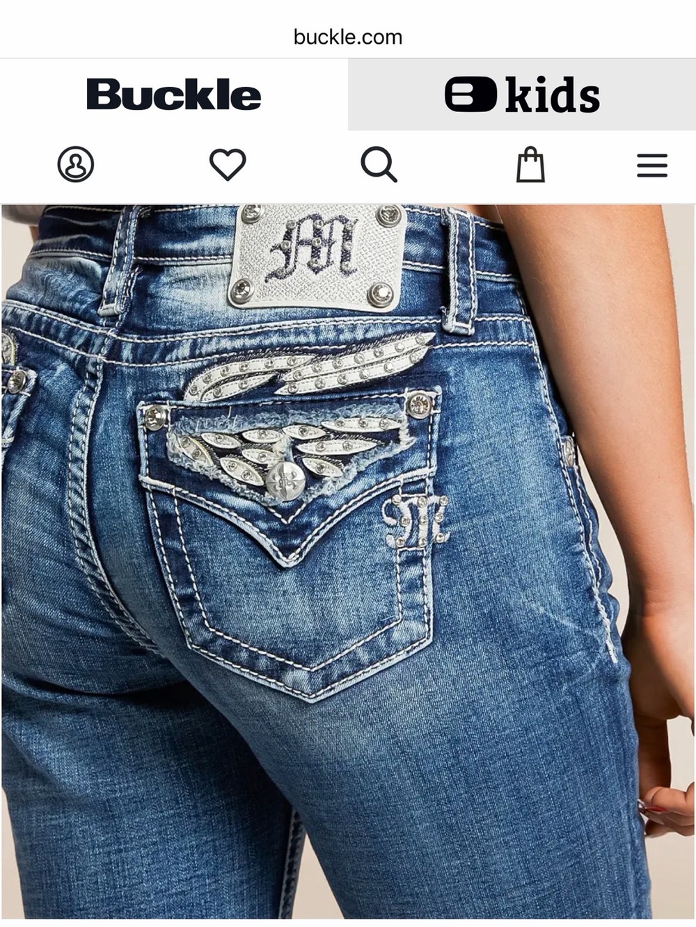 Like New Gorgeous Miss Me Universal Boot Jeans with Wing Pockets 32” Inseam